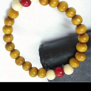 1pc (Orange & Red) Single Circle Wooden Bead Bracelet